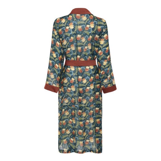 Art Nouveau teal throwover gown